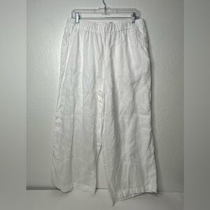 Cynthia Rowley Women’s White Linen Pants Size Large Loose Wide Leg Boho Beach‎